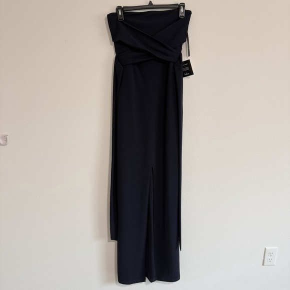 Lulu's Dresses & Skirts - Lulus Own the Night Strapless Maxi Dress Womens Small Navy Blue Bridesmaid Slit
